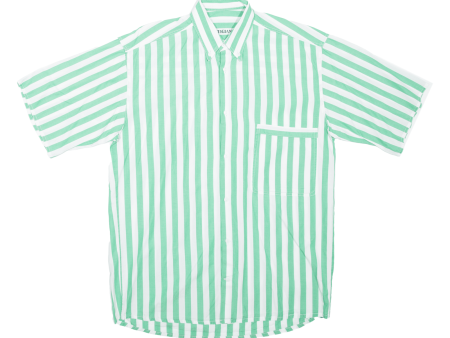 ARTIGIANO Mens Shirt Green Striped S Supply