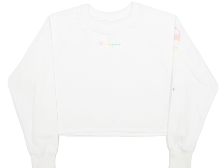 CHAMPION Cropped Womens Sweatshirt White S on Sale