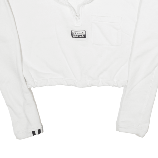 ADIDAS Cropped Womens Sweatshirt White UK 8 For Sale