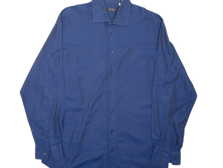 VERSACE Mens Plain Shirt Blue Long Sleeve M on Sale