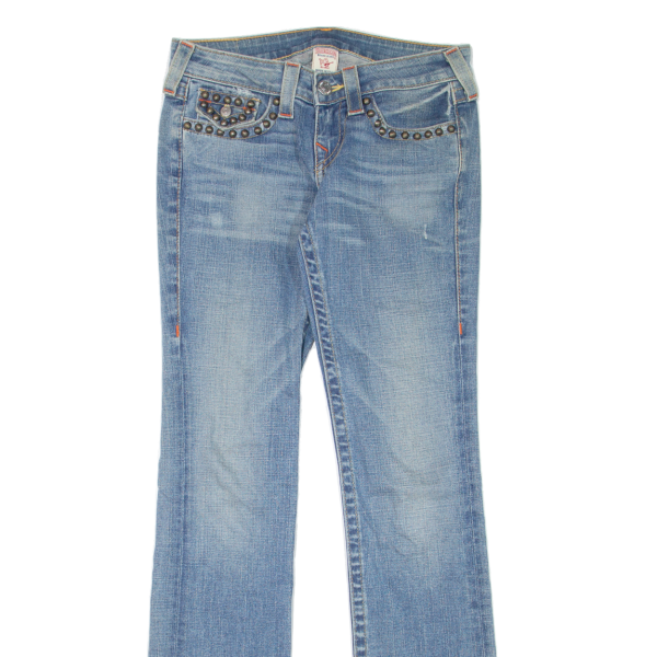 TRUE RELIGION Womens Jeans Blue Slim Straight Stone Wash W26 L34 Sale