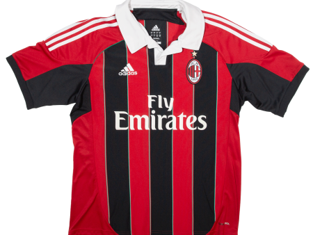 ADIDAS AC Milan Mens Football Shirt Jersey Red Collared L Discount