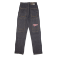 Vintage WOODPECKER Streetwear Mens Jeans Black Slim Straight 90s Denim Charcoal Wash W28 L32 Fashion