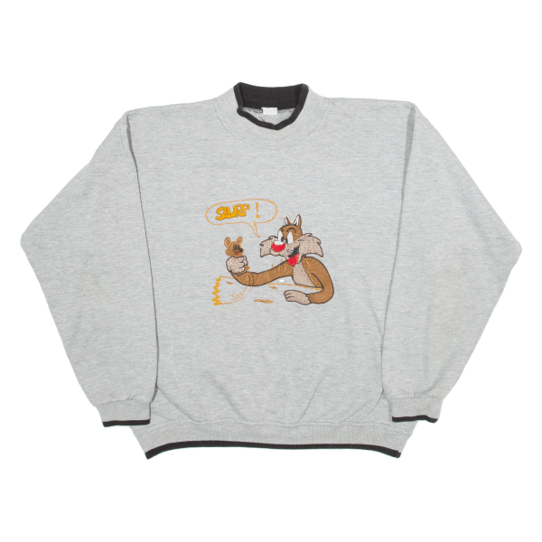 Cat & Mouse Mens Sweatshirt Grey 90s L on Sale