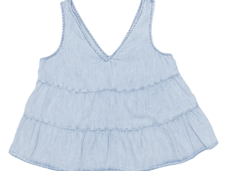 GAP Womens Smock Top Blue V-Neck Sleeveless XS Online Hot Sale