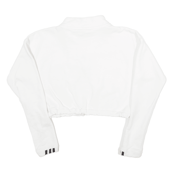 ADIDAS Cropped Womens Sweatshirt White UK 8 For Sale