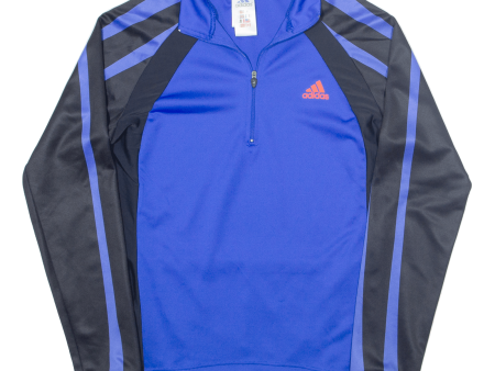 ADIDAS Cycling Shirt Mens Jersey Blue Long Sleeve 1 4 Zip M Hot on Sale