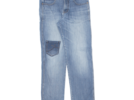 MULTI BLU Luca Mens Jeans Blue Regular Tapered Stone Wash W32 L32 Online Sale