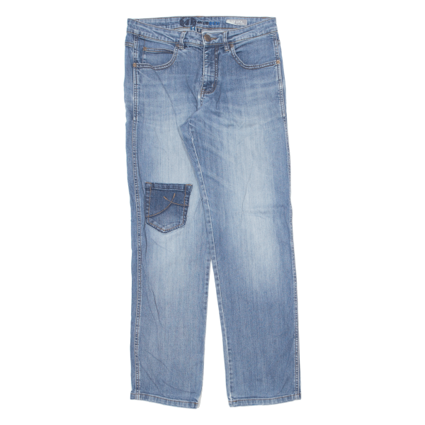 MULTI BLU Luca Mens Jeans Blue Regular Tapered Stone Wash W32 L32 Online Sale