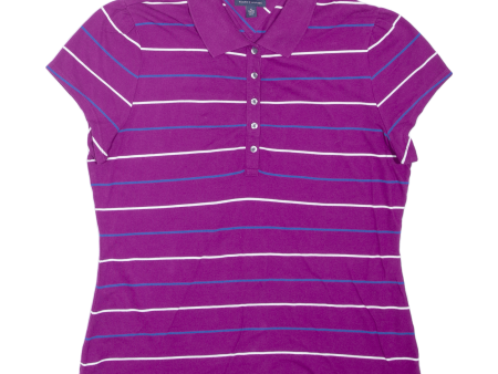 TOMMY HILFIGER Womens Polo Shirt Purple Striped XL Cheap