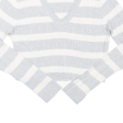 TOMMY HILFIGER Cropped Womens Jumper Grey Striped V-Neck Cable Knit M Online Hot Sale