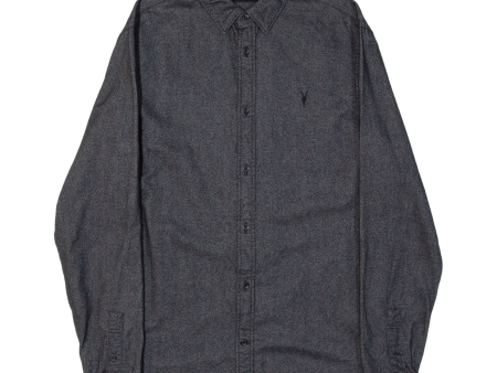 ALL SAINTS Mens Plain Shirt Grey Long Sleeve S For Sale