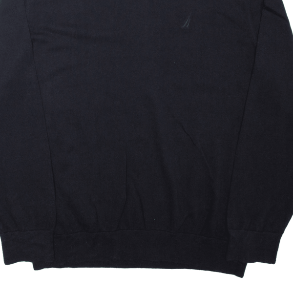 NAUTICA Mens Jumper Black V-Neck Tight Knit XL Cheap