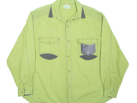 CHICOREE Mens Plain Shirt Green Long Sleeve L For Cheap