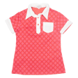 CRIMPLENE Girls Printed Top Red Collared 90s Diamond M Discount