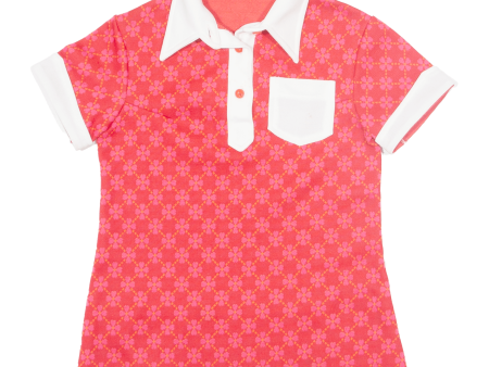 CRIMPLENE Girls Printed Top Red Collared 90s Diamond M Discount