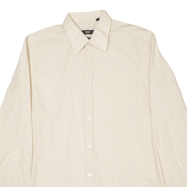 BOSS Mens Plain Shirt Beige Long Sleeve S For Sale