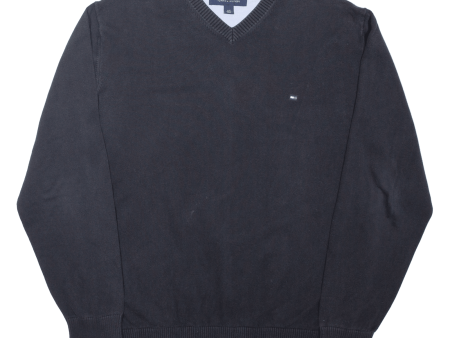 TOMMY HILFIGER Mens Jumper Black Tight Knit L on Sale