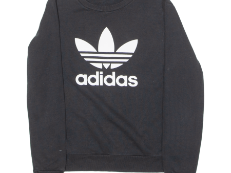 ADIDAS ORIGINALS Womens Sweatshirt Black Crew Neck UK 12 For Cheap