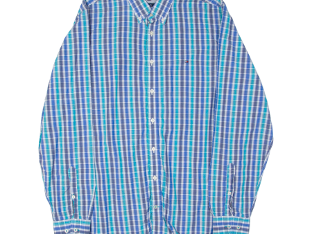 TOMMY HILFIGER Slim Fit Mens Shirt Blue Check Long Sleeve L Discount