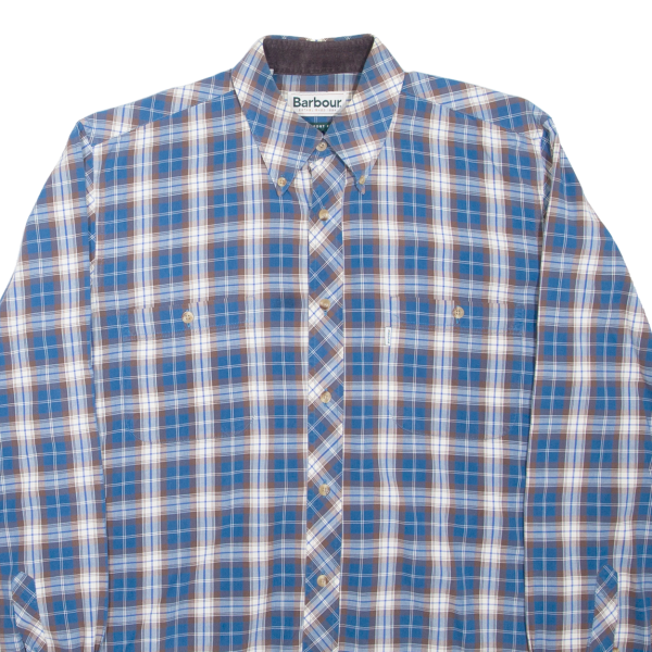 BARBOUR Mens Shirt Blue Check Long Sleeve M Hot on Sale