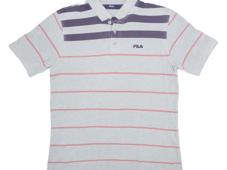 FILA Mens Polo Shirt Grey Striped M For Sale