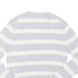 TOMMY HILFIGER Cropped Womens Jumper Grey Striped V-Neck Cable Knit M Online Hot Sale