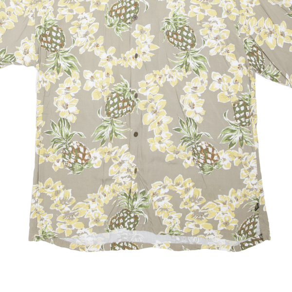 NEW PORT BLUE Pineapple Mens Shirt Brown Floral L Cheap