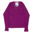 KANGOL Womens Jumper Purple V-Neck Cable Knit Viscose UK 10 Online Sale