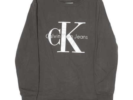 CALVIN KLEIN JEANS Mens Sweatshirt Grey Crew Neck XS Fashion