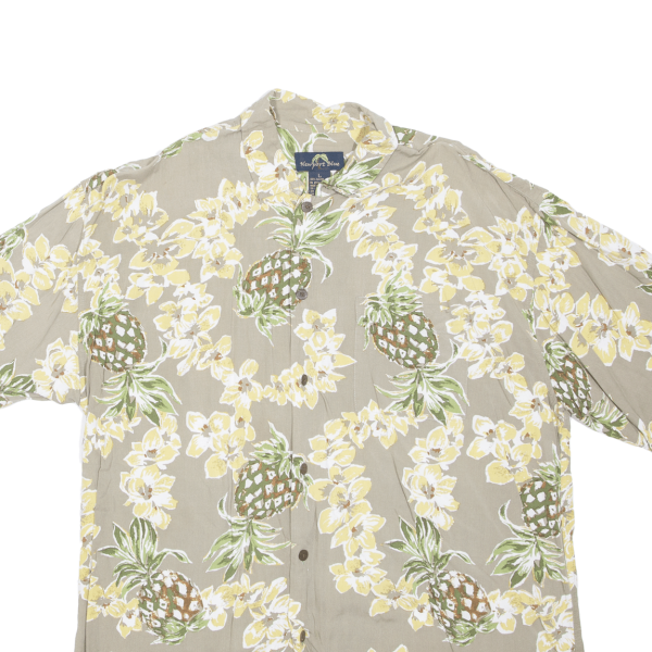 NEW PORT BLUE Pineapple Mens Shirt Brown Floral L Cheap