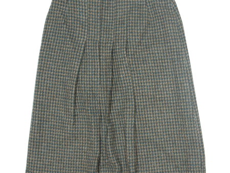 PITLOCHRY Womens A-Line Skirt Green Midi Wool 90s Check M For Cheap