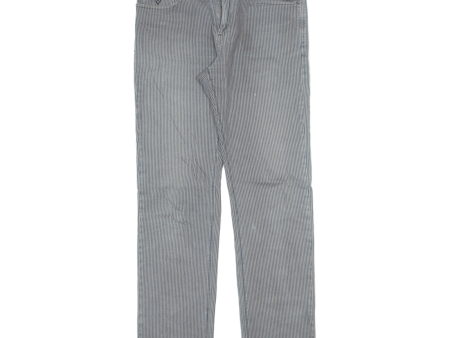 GUESS Striped Mens Jeans Grey Regular Straight W32 L34 Hot on Sale