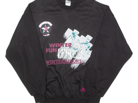 PUMA Winter Fun Club Mens Sweatshirt Black Crew Neck 90s 2XL Sale