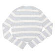 TOMMY HILFIGER Cropped Womens Jumper Grey Striped V-Neck Cable Knit M Online Hot Sale