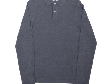 TOMMY HILFIGER Mens Polo Shirt Grey Long Sleeve S Online Sale