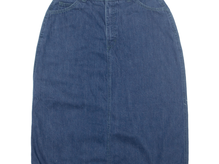 OSCAR DE LA RENTA Girls Straight Skirt Blue Midi 90s Denim 14Y Online Hot Sale