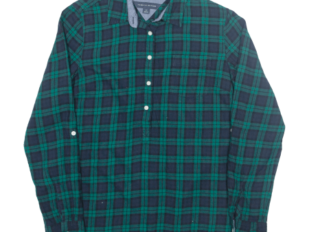 TOMMY HILFIGER Womens Printed Shirt Green Collared Long Sleeve Check S Online