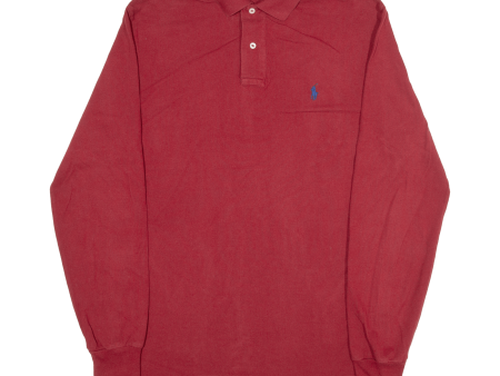 POLO RALPH LAUREN Mens Polo Shirt Red Long Sleeve M Discount