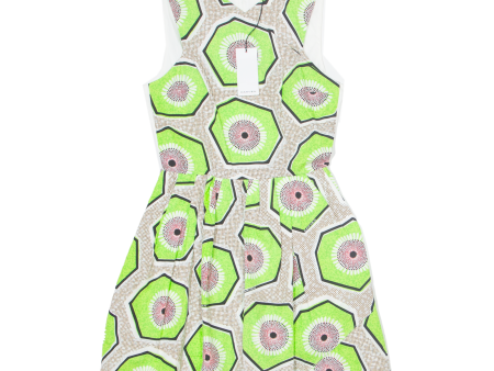 CARVEN Womens Skater Dress Green Crazy Pattern Sleeveless Knee Length XS Supply