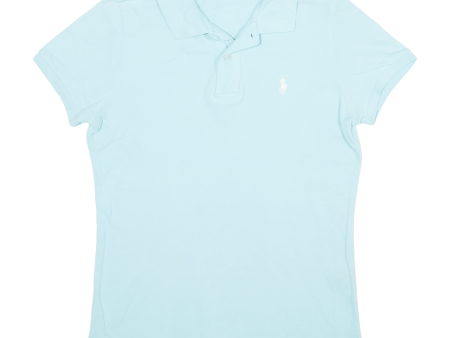 RALPH LAUREN Skinny Fit Mens Polo Shirt Blue M For Cheap