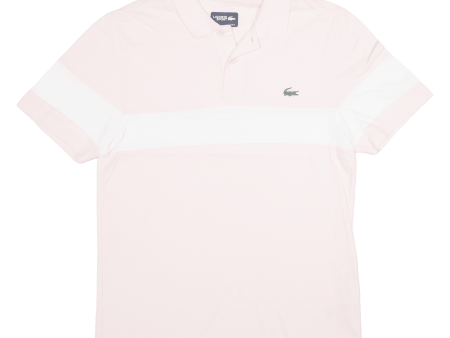 LACOSTE Mens Polo Shirt Pink Striped S For Sale