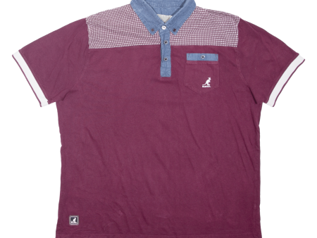 KANGOL Mens Polo Shirt Maroon L For Sale