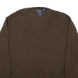 CHAPS Mens Jumper Brown V-Neck Tight Knit L Sale