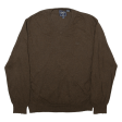 CHAPS Mens Jumper Brown V-Neck Tight Knit L Sale