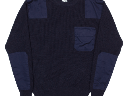 CITY GUARD Military Mens Heavy Knit Jumper Blue Chunky Knit S Discount