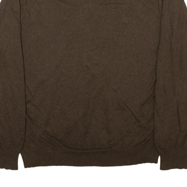 CHAPS Mens Jumper Brown V-Neck Tight Knit L Sale