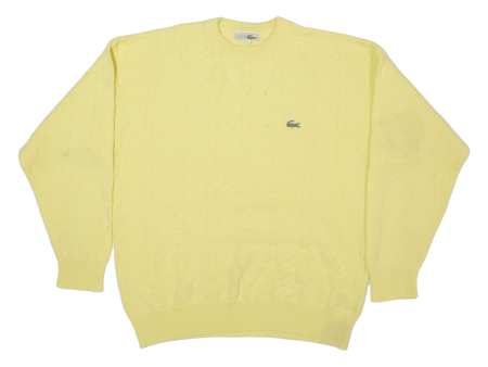 LACOSTE Womens Jumper Yellow Tight Knit Wool L Online now